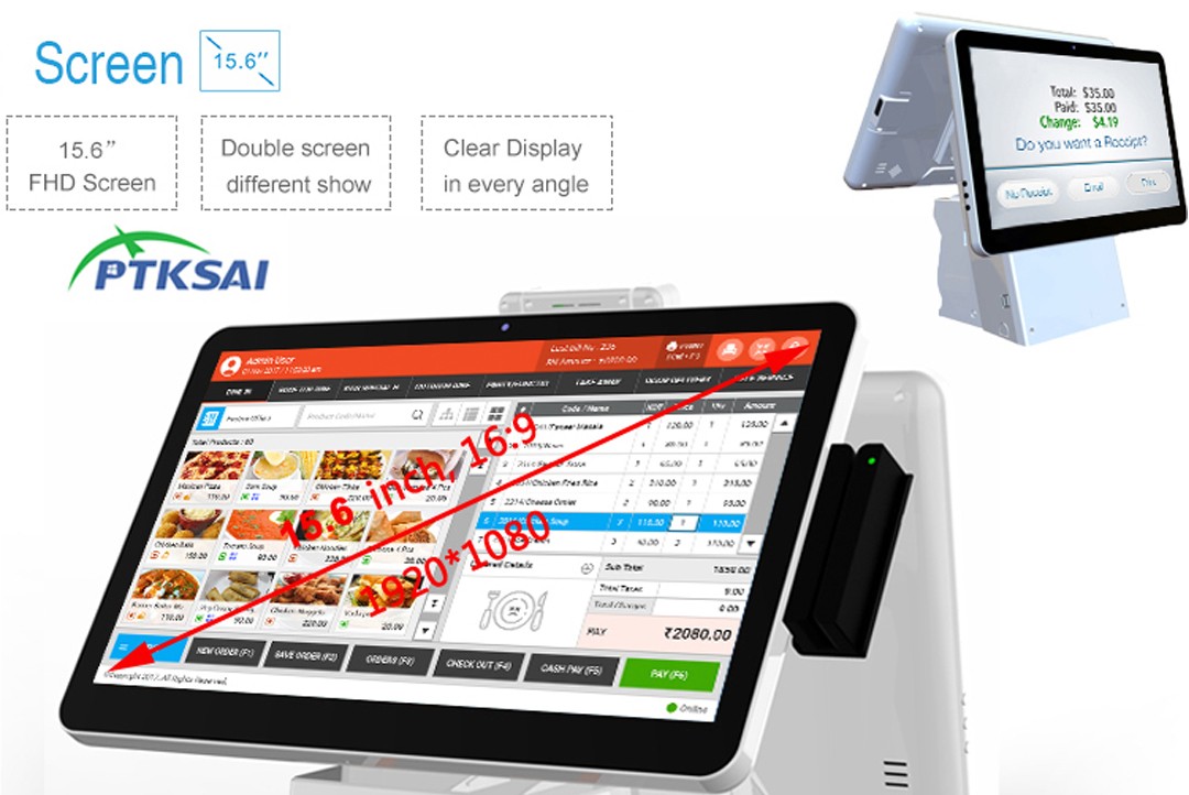 PTKSAI-Professional Dual Screen All-in-one Pos System Cash Register-4